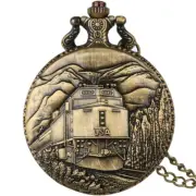Classic Railway Train Case Men Women FOB Quartz Pocket Watch Sweater Chain Gift