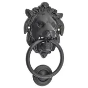 Lions Head Door Knocker, Matte Black