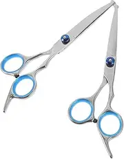 Ipetboom 2PCS Pet Hair Scissors Ergonomic Design Rust Round Head Shears for Home Grooming Professional Pet Salons Blue Screws Series