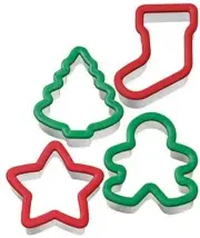 4 Cookie Cutters Holiday Christmas Grippy Tree Star Stocking Gingerbread NEW