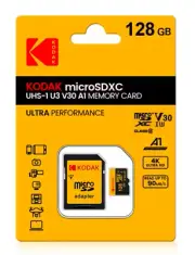 Kodak 128GB Memory SD Card MicroSDXC U3 V30 4k + Gift (Amazon Prime Video Sub)