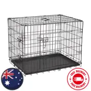 Dog Cat Pet Folding Crate - Medium Cage Steel House Collapsible Puppy Kitten