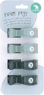 All4Ella Pram Pegs 4 Pack - Steel Blue & Charcoal