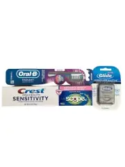 Crest Pro Health Sensitivity Toothpaste Oral B Toothbrush and Floss Bundle