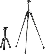 Fotopro Mini Tripod with Ball Head Phone Mount Detachable Selfie Stick Folded only 8.6" Max Load up to 6.6 lbs FY-810 Grey