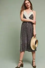 NEW Anthropologie Embroidered Delphine Lace Slip Dress by Eri + Ali Size LP