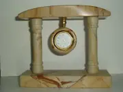 HAND CRAFTED 2 PILLAR NATURAL STONE DESK CLOCK