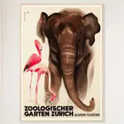 Galrie Vintage Switzerland Zoological Garden Zurich Poster Timeless Wall Art Home Decor, Wood Frame, A1 60 x 84cm (23 x 33inch)