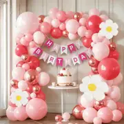149Pcs Pink Balloon Arch Kit Pink And White Birthday Pull Flag Suitable For Birthday Parties Wedding Friends Party Decoration