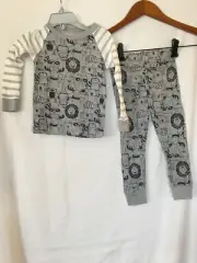 Wonder Nation Toddler Boys Zoo Animals Long Sleeve Pajama 2 Pc Set Gray Upick