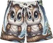 [RPLIFE] Boys Swim Trunks, Anti-Chafe Swim Trunks Boys 2 T, Cute Owl with Big Eyes