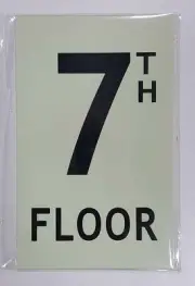 Floor number Seven (7) Sign HEAVY DUTY/GLOW IN THE DARK "FLOOR NUM..-REF24-1027