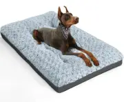 Deluxe Washable Dog Bed for Large Dogs Dog Crate Mat 36 Inch Comfy Fluffy Ken...