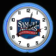 19" Samuel Sam Adams Boston Lager Beer Sign Double Neon Clock Blue Neon Man Cave