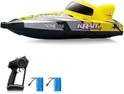 High Speed Remote Control Boat Turbojet Brushless Motor Yellow Electric Toy for Adults and Kids (2 Battery)
