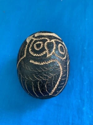 5"X 9.5" BRAZILIAN AMAZON HAND CARVED GOURD RATTLE SHAKER HAND PERCUSSION EGG 1