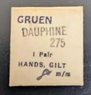 1 Pair / Set Of NOS Gruen 275 Gilt/Gold Tone Dauphine Wrist Watch Hands 8mm