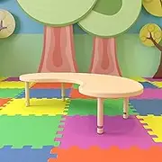 Flash Furniture Wren 35" W x 65" L Half-Moon Natural Plastic Height Adjustable Activity Table