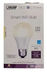 Feit Electric 60W A19 Alexa Google LED Smart WiFi Bulb 1pk