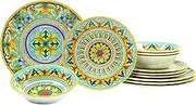 Certified International Palermo 12 Piece Melamine Dinnerware Set, Service for 4, Multicolor
