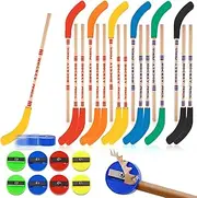 OT-NVWOZR 18pcs Hockey Pencils with Erasers, Colorful Hockey Sticks Pencils with 8 Round Manual Pencil Sharpeners, Bulk Hockey Pencils for Students Fans Sports Hockey Favors Gifts