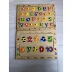 德國HAPE愛傑卡木製玩具-大寫英文字母拼圖+數字拼圖ABC MATCHING PUZZLE