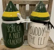 Rae Dunn Buddy The Elf & Son Of A Nutcracker Canister Set, Christmas, Holiday