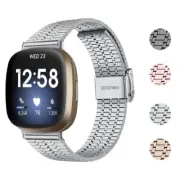 StrapsCo Modern Stainless Steel Metal Watch Band Strap for Fitbit Versa 3