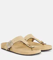 [Tory Burch] Tory Burch Double T suede thong sandal UK 8.5 beige