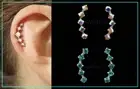 Silver Earrings 925% Helix Cartilage Lobe Light Blue Borealis