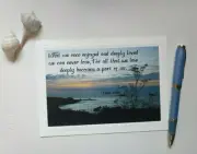 Sunset Sympathy Note Card w/Envelope with Helen Keller Quote, Blank Inside