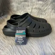 Rugged Shark Clogs Mens Size 7 Black Slip On Water Shoes Sandals Lightweight