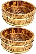 LAPYAPPE 2pcs Wooden Sushi Rice Mixing Tub Traditional Design for Outdoor Camping Kitchen Storage Elegant Minimalism Sturdy Long Lasting Enhances Culinary Experience