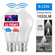 LED Smart Motion Sensor Bulb PIR B22 Automatic ON/OFF Energy Saving Light Globe