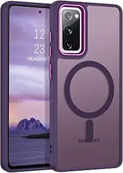 [DUEDUE] for Samsung Galaxy S20 FE Case Magnetic[Compatible with Magsafe], Translucent Matte Back Full Body Protective Cover Anti-Scratch Shockproof Phone Case for Galaxy S20 FE 4G/5G, Deep Purple