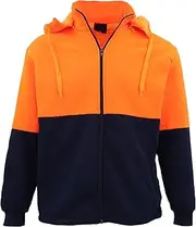 [Zmart Australia] Hi-Vis Thick Sherpa Fur Fleece Hoodie Zip Jacket Jumper Detachable Hood Workwear