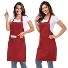 2 Pack adjustable apron with 2 pockets for men and women, waterproof and Red