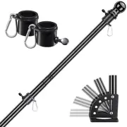 Flag Pole for House,6FT Tangle Free Black Outside House Flag Pole Kit with Fl...