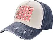 [pvinnk] Funny Cartoon Pug Puppy Dog Print Distressed Baseball Cap Adjustable Hat with Classic Unisex Style for All Seasons, Navy Blue, One Size