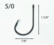 PACK OF 1000 Size 5/0 TACKLEWORKS Circle Non Offset Inline Hooks 7381