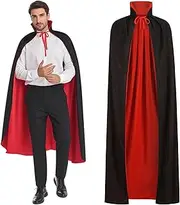 maxToonrain Reversible Black & Red Cape for Adults and Kids, Easter Halloween Christmas Cloak Fancy Dress Vampire Witch Wizard Role Play Cloak (150CM,Stand Collar)