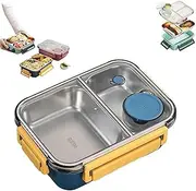 Escentio Lunch Box, Stainless Steel Bento Box Adult Lunch Box, Portable Adult Bento Box Salad Container for Lunch, Lunch Container Microwave Safe, with Divided Compartments (2-Grid,C)