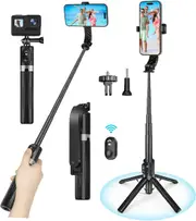 140cm Selfie Stick Tripod for iPhone/GoPro/Android/Insta360 with Remote and Camera Connector Kit