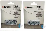 2 PACK Emtec 32GB Slide Flash Drive - USB 2.0 - Wallpaper (ECMMD32GM700WPL01)™