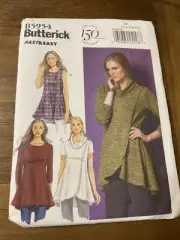 Butterick Pattern B5954 Ms EASY Tunics with Neckline & Sleeve Variations L - XXL
