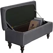 Ottoman Cover Rectangle Storage Ottoman Bench Slipcovers Velvet Folding Storage Bench Cover Footrest Stool Slipcover,Dark Gray,Medium