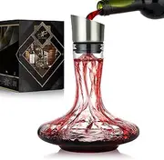 YouYah Wine Decanter with Built-in Aerator Pourer & Filter,Wine Carafe Red Wine Decanter,Wine Aerator,Wine Gifts,100% Hand Blown Lead-free Crystal Glass,Wine Accessories
