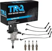 TRQ Ignition Kit Distributor Spark Plugs Wire Set Compatible with 1998-2002 Nissan Frontier 2000-2001 Xterra