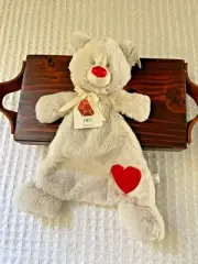 Demdaco July Birthstone Bear Blankie Lovey Security Red Heart Sewn Eyes Rattle