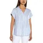 GAP Womens Short Sleeve Top Stripe, Light Blue, Medium